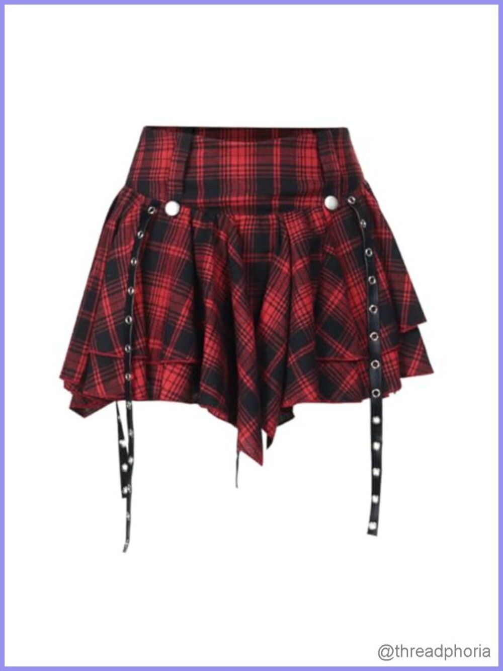 Gothic Plaid Pleated Mini Skirt High Waist A-Line Grunge Punk Skater Skirt
